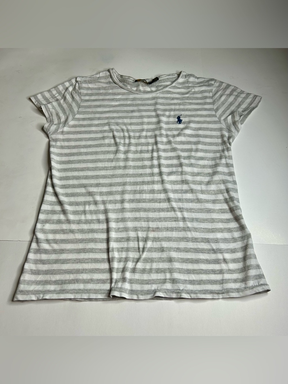 Polo Ralph Lauren Gray & White Striped Short Sleeve Classic Preppy Tee Sz XS - Picture 7 of 9